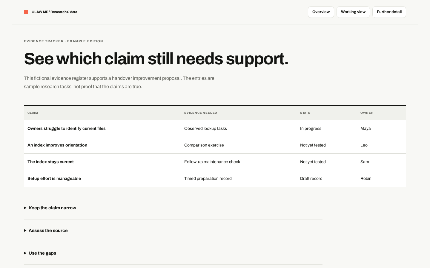 Preview of Evidence Tracker