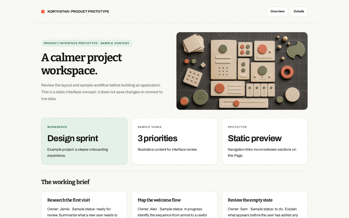 Preview of Product interface prototype