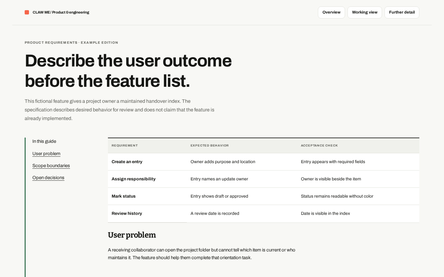 Preview of Product Requirements