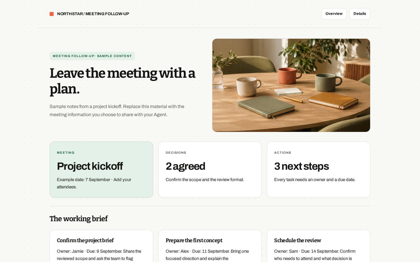 Preview of Meeting follow-up