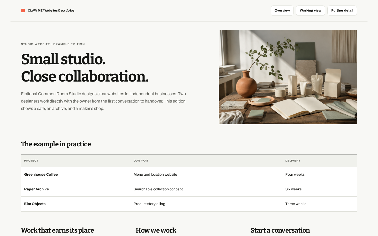 Preview of Studio Website