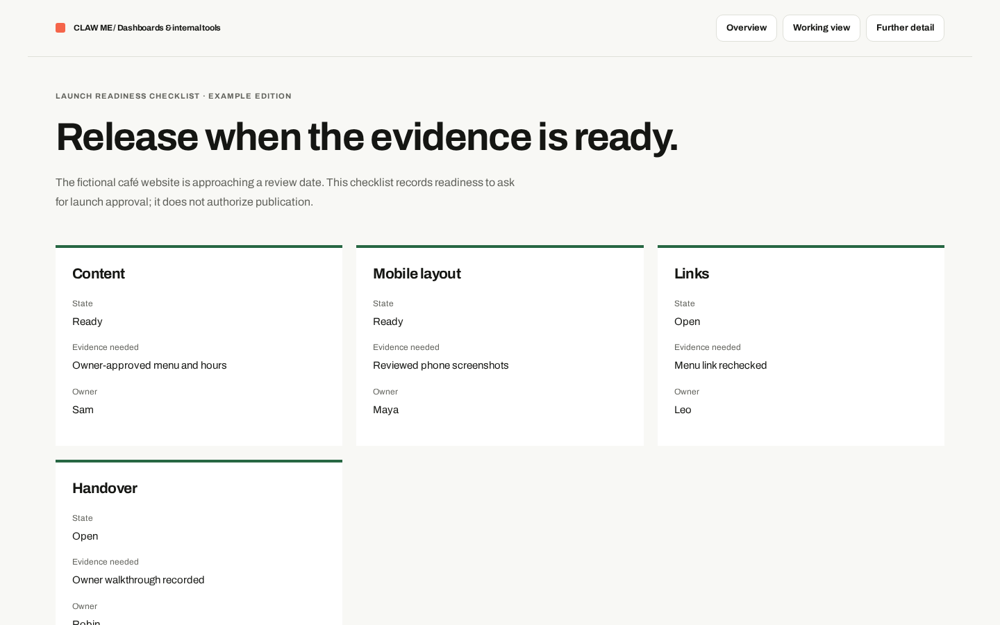 Preview of Launch Readiness Checklist