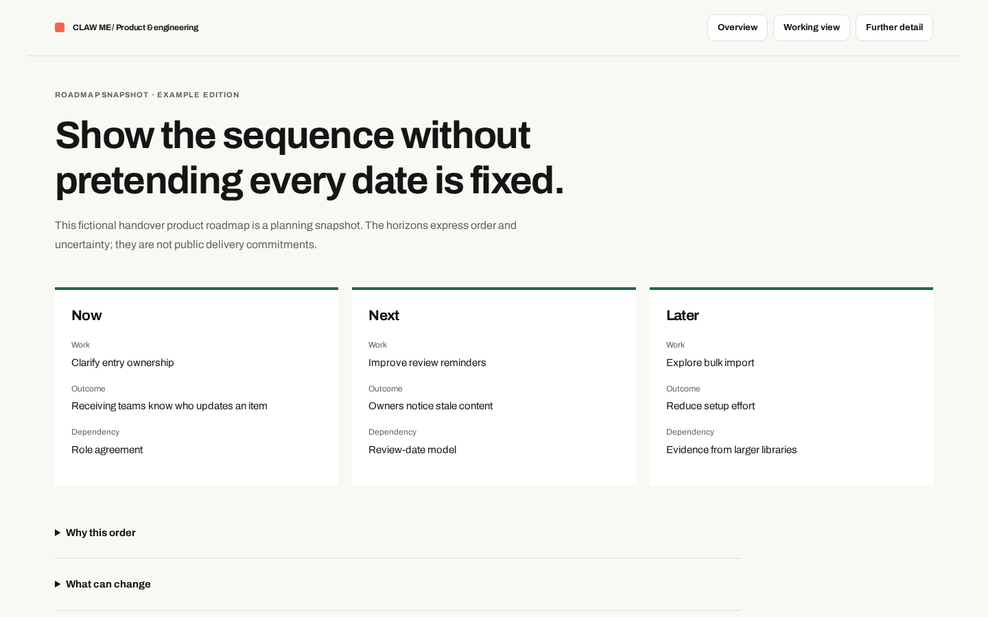 Preview of Roadmap Snapshot