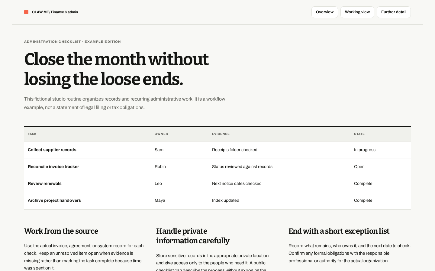 Preview of Administration Checklist