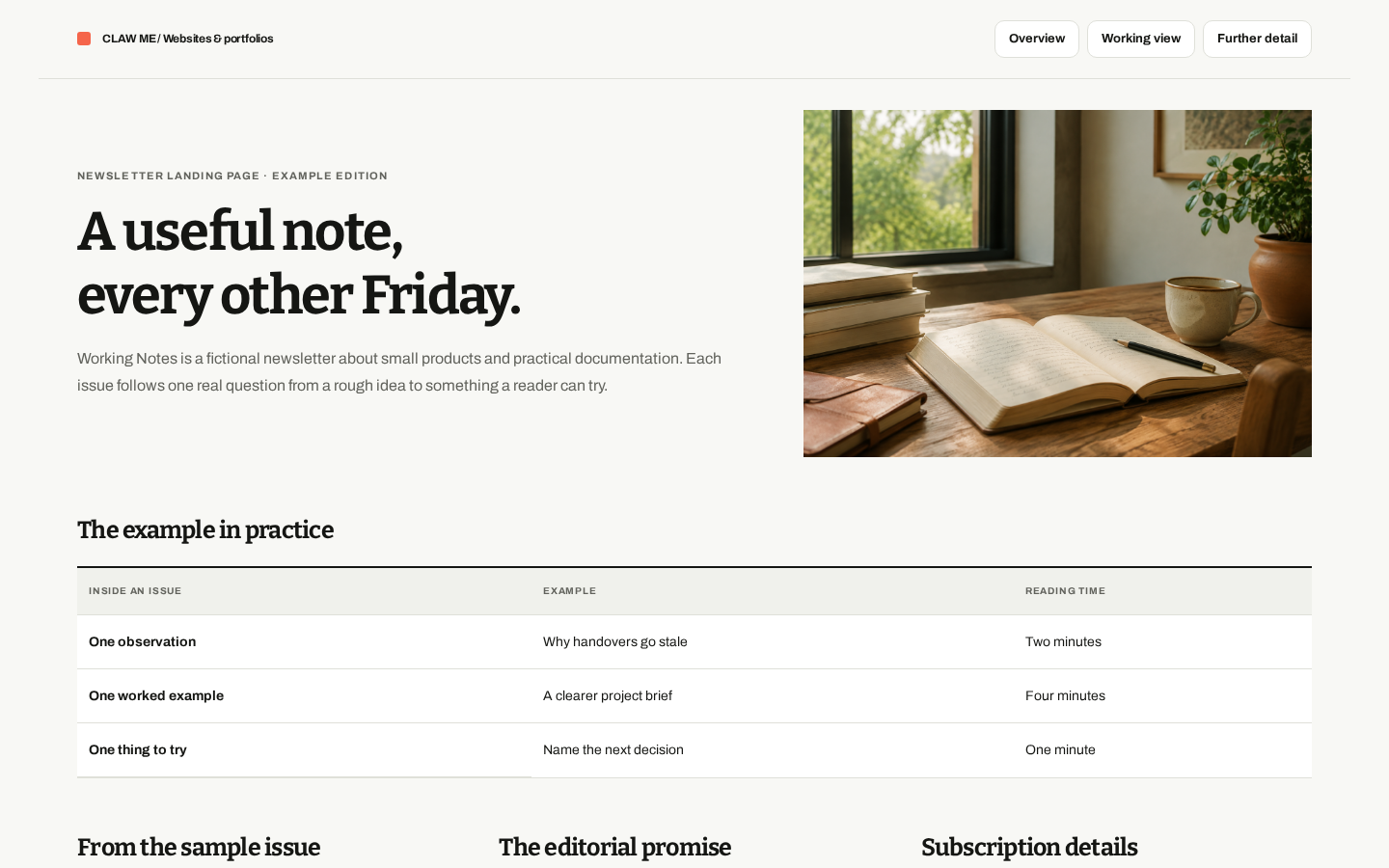 Preview of Newsletter Landing Page